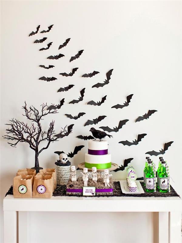 ιδέα διακόσμησης τοίχου αποκριάτικη διακόσμηση πάρτι με νυχτερίδες
