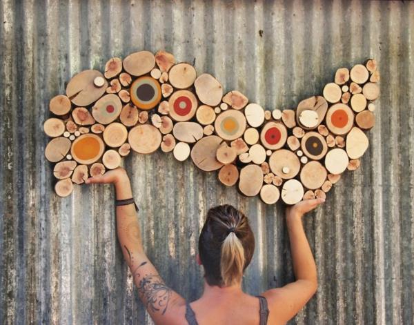 φτιάξτε μόνοι σας διακόσμηση τοίχων από φυσικό ξύλο δίσκους πολύχρωμο κύμα