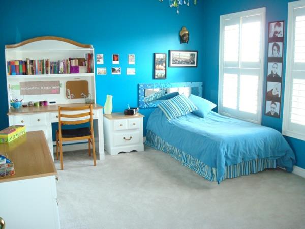 σχέδιο τοίχου μπλε τοίχο χρώμα αγόρια λευκά έπιπλα δωματίου