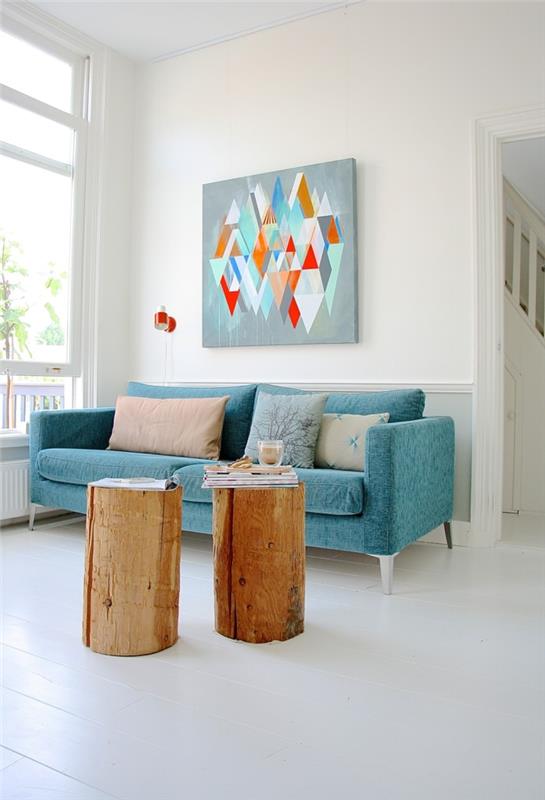 ιδέες σχεδιασμού τοίχου ιδέες σπιτιού σαλόνι μπλε καναπές όμορφη διακόσμηση τοίχου