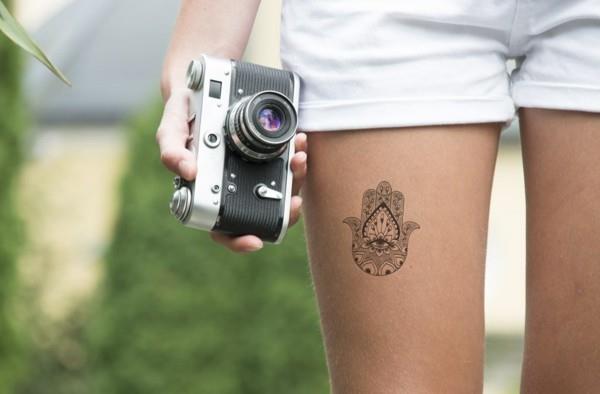 wanderlust hamsa tattoo small