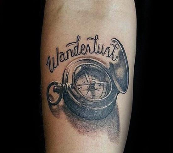 wanderlust tattoo ιδέες τρισδιάστατη πυξίδα