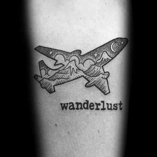 wanderlust ιδέες τατουάζ βουνά αεροπλάνο