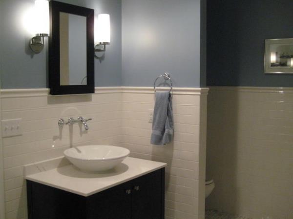 χρώμα τοίχου πλακάκια μπάνιου τοίχο λευκό χρώμα τοίχου γκρι μπλε