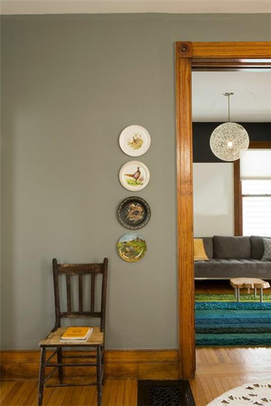 χρώμα τοίχου γκρι ξύλινες ιδέες σχεδίου χρώματος δαπέδου καναπές γκρι ξύλινα έπιπλα