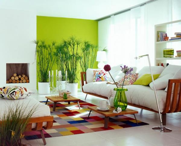 χρώμα τοίχου πράσινο σχέδιο τοίχου σαλόνι ιδέες χρώματος
