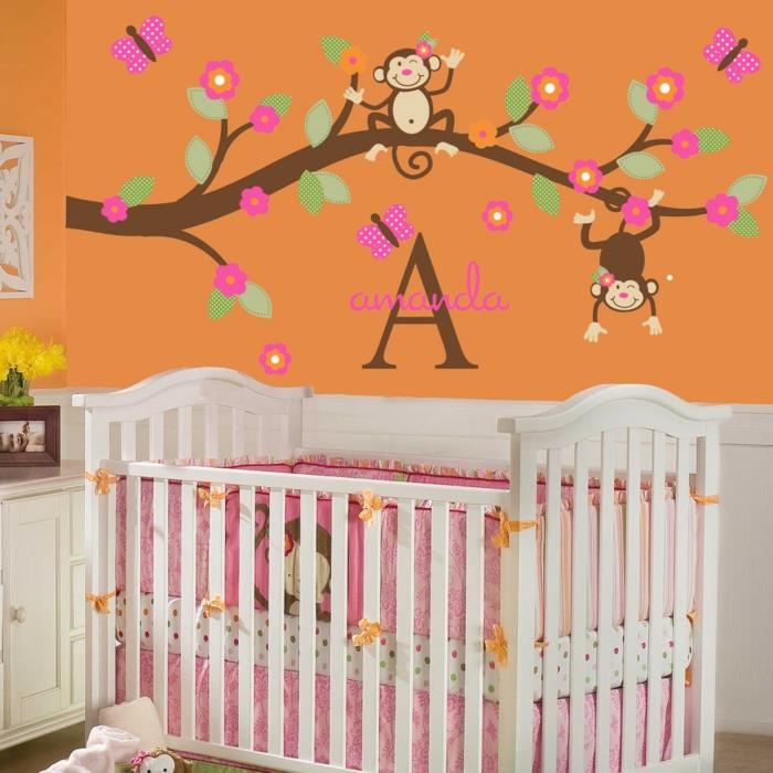 ιδέες χρώματος τοίχου πορτοκαλί αυτοκόλλητα τοίχου σχεδιασμού παιδικού δωματίου