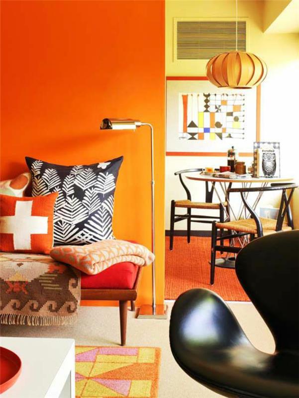 ιδέες χρώματος τοίχου ιδέες σαλονιού σαλόνι πορτοκαλί τοίχοι χρωματισμένα στοιχεία