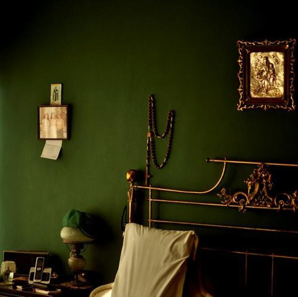 χρώμα τοίχου κλασικό πράσινο χρώμα ιδέες σχεδιασμός τοίχου σκούρος