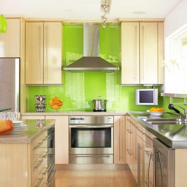 χρώμα τοίχου ιδέες χρώμα σχεδιασμός τοίχου κουζίνα καθρέφτης πίσω τοίχου κεραμιδιών