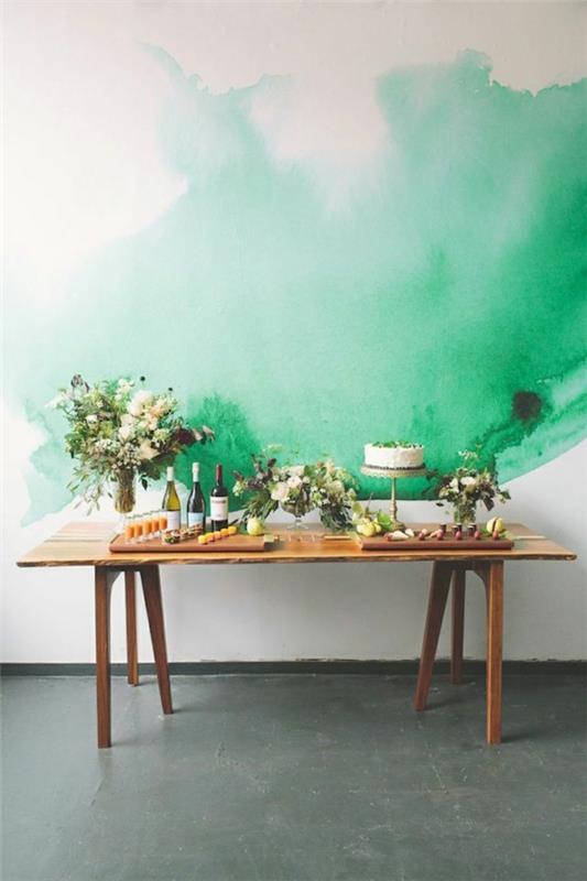 διακόσμηση βαφής τοίχου πράσινο χρώμα ιδέες σχεδιασμός τοίχου τέχνη