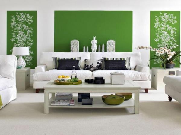 χρώμα τοίχου σε πράσινο χρώμα ιδέες σχέδιο τοίχου λευκό