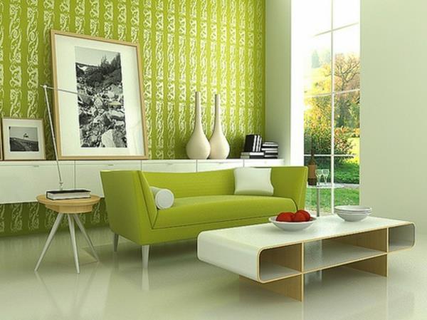 χρώμα τοίχου πράσινο χρώμα ιδέες σχέδιο τοίχου σαλόνι
