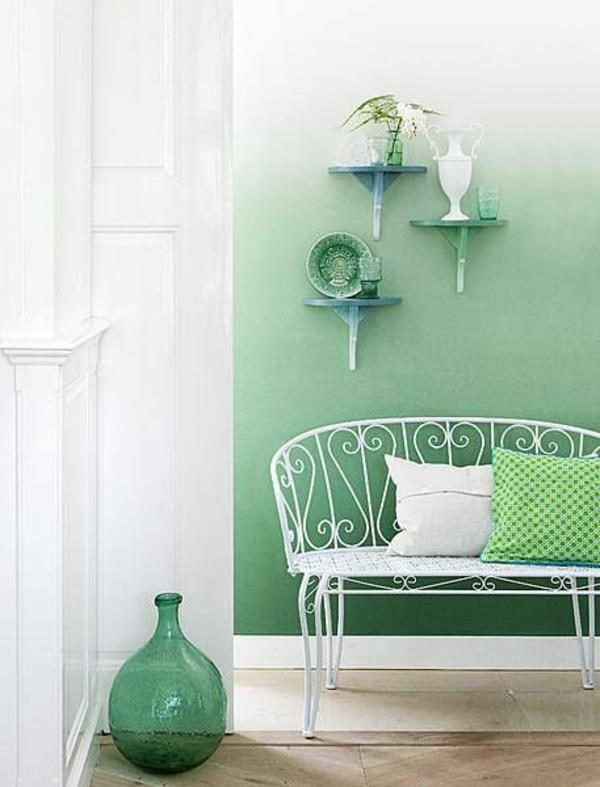 χρώμα τοίχου λευκό πράσινο χρώμα ιδέες σχεδιασμού τοίχου βάζο