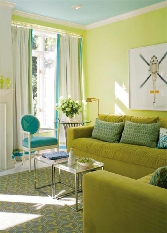 χρώμα τοίχου πράσινο χρώμα ιδέες σχεδιασμός τοίχου καθιστικό