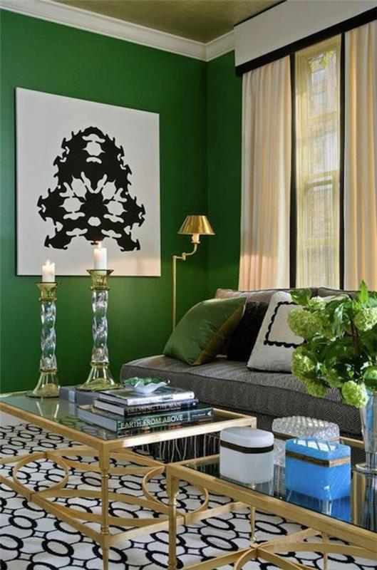 χρώμα τοίχου πράσινο χρώμα ιδέες σχεδιασμός τοίχου σαλόνι