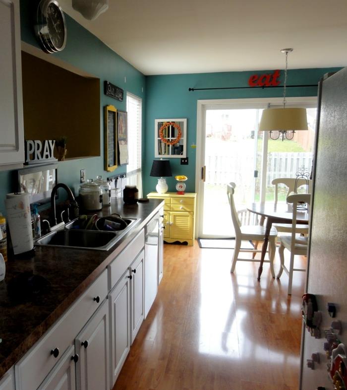 χρώμα τοίχου κουζίνα πράσινοι τοίχοι κουζίνας λευκά ντουλάπια κουζίνας κίτρινα ντουλάπια κουζίνας
