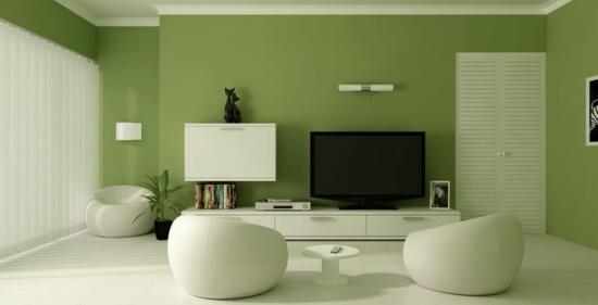 χρώμα τοίχου μοντέρνο σαλόνι πράσινος σχεδιαστής πολυθρόνα σαλόνι τοίχου