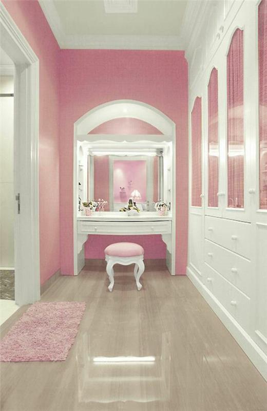 χρώμα τοίχου ροζ γκαρνταρόμπα που έχει στηθεί ντουλάπα-καμαρίνι ντουλάπα