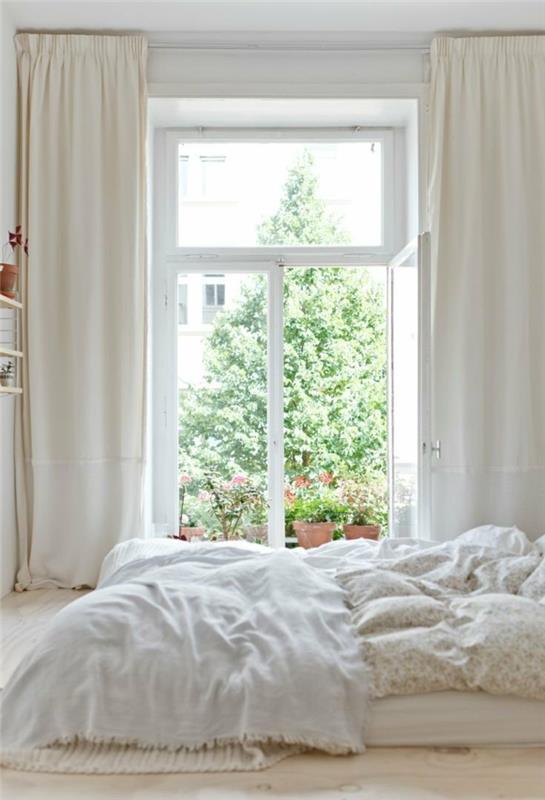 χρώμα τοίχου λευκό σαλόνι ιδέες παράθυρο υπνοδωματίου