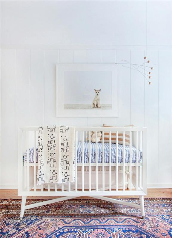 χρώμα τοίχου λευκό τοίχο σχέδιο παιδικό δωμάτιο βρεφικό κρεβάτι μωρού