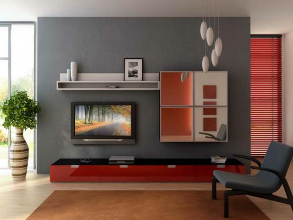 χρώματα τοίχου σαλόνι γκρι σχεδιασμός τοίχου τηλεόραση σχεδιασμός ζωντανών τοίχων