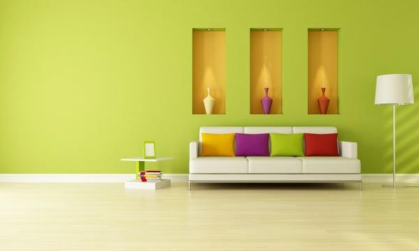 χρώματα τοίχων σαλόνι ανοιχτό πράσινο ιδέες σχεδιασμού τοίχων χρωματικές ιδέες