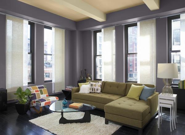 χρώματα τοίχου σαλόνι μοβ βιολετί τάση χρώμα 2014 ιδέες εσωτερικού σχεδιασμού