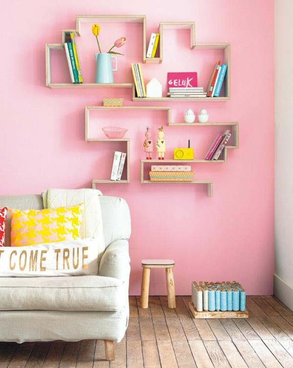 χρώματα τοίχων σαλόνι ροζ τρυφερός συνδυασμός χρωμάτων