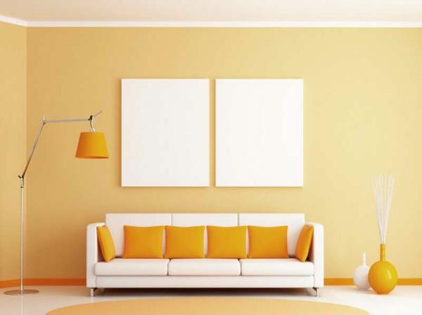 χρώματα τοίχων σαλόνι ζεστό χρώμα παστέλ χρώματα κίτρινο