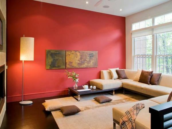 χρώματα τοίχου σαλόνι ζεστό χρωματικό σχέδιο κόκκινος τοίχος προφοράς