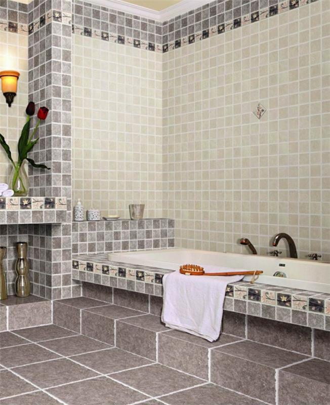πλακάκια τοίχου ιδέες μπάνιου φυτέψτε πλακάκια δαπέδου