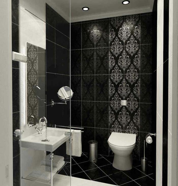 πλακάκια τοίχου μπάνιου μαύρη κομψή αντρική εμφάνιση