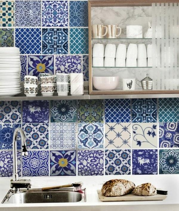πλακάκια τοίχου κουζίνα πλακάκια καθρέφτης πίσω τοίχος κουζίνα μοτίβο μπλε
