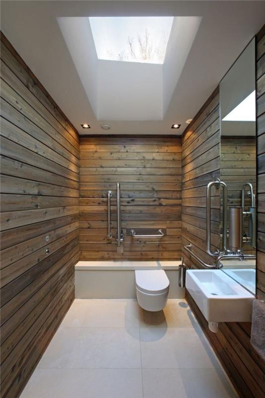 ιδέες σχεδιασμού τοίχων μπάνιο ξύλινο λευκό δάπεδο