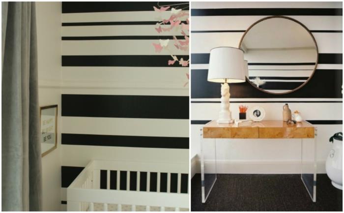 ιδέες σχεδιασμού τοίχου diy διακόσμηση τοίχου ασπρόμαυρες ρίγες
