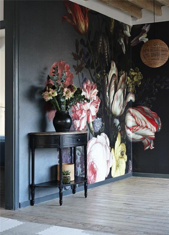 ιδέες σχεδιασμού τοίχων όμορφα λουλούδια ζωγραφικής τοίχου