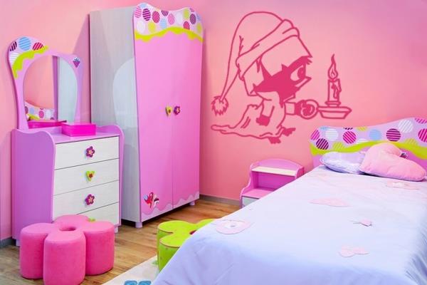 σχέδιο τοίχου παιδικό δωμάτιο αυτοκόλλητα τοίχου κορίτσια ροζ χρώμα τοίχου