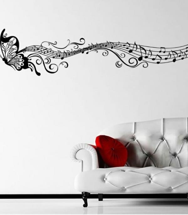 σχεδιασμός τοίχου-παρτιτούρα-λευκό-σαλόνι-καναπές