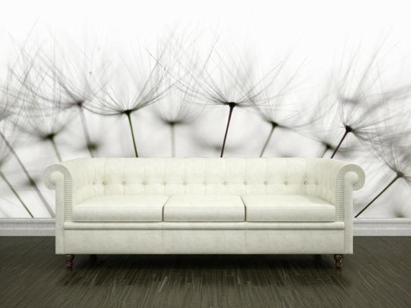 σχεδιασμός τοίχου ρεαλιστικό σαλόνι φύση καναπέ δέρμα