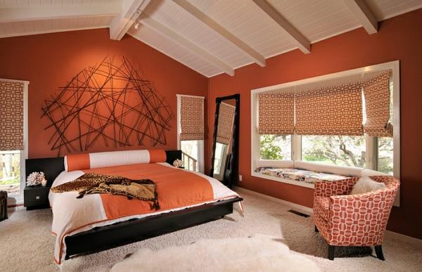 διακόσμηση τοίχου υπνοδωμάτιο δημιουργικός σχεδιασμός τοίχου τοίχο χρώμα πορτοκαλί