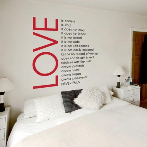 σχέδιο τοίχου υπνοδωμάτιο στένσιλ τοίχου εισαγωγικά αγάπη