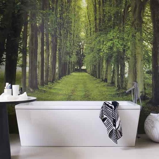διακόσμηση τοίχου καταπληκτικό δάσος μονοπάτια δέντρα μπάνιο