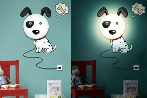 Φωτιστικά τοίχου στο παιδικό δωμάτιο σχεδιαστής ιδέα σκυλί λευκό μαύρο