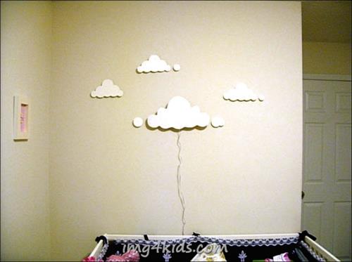 φωτιστικό τοίχου στο παιδικό δωμάτιο ιδέα σχεδιαστής σύννεφα λευκό