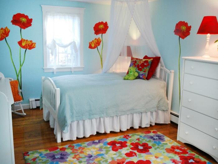 βάψιμο τοίχου παιδικό δωμάτιο λουλούδια δωμάτιο κοριτσιών δροσερό χαλί