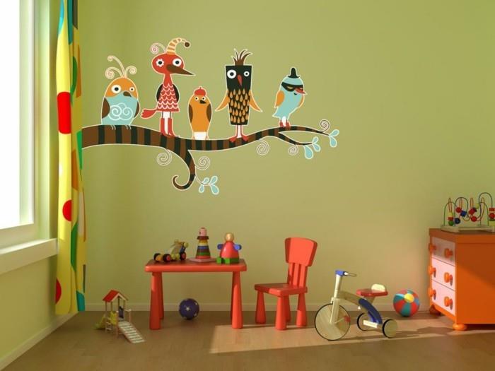 βάψιμο τοίχου παιδικό δωμάτιο έγχρωμες ιδέες διακόσμησης τοίχων πολύχρωμες κουρτίνες