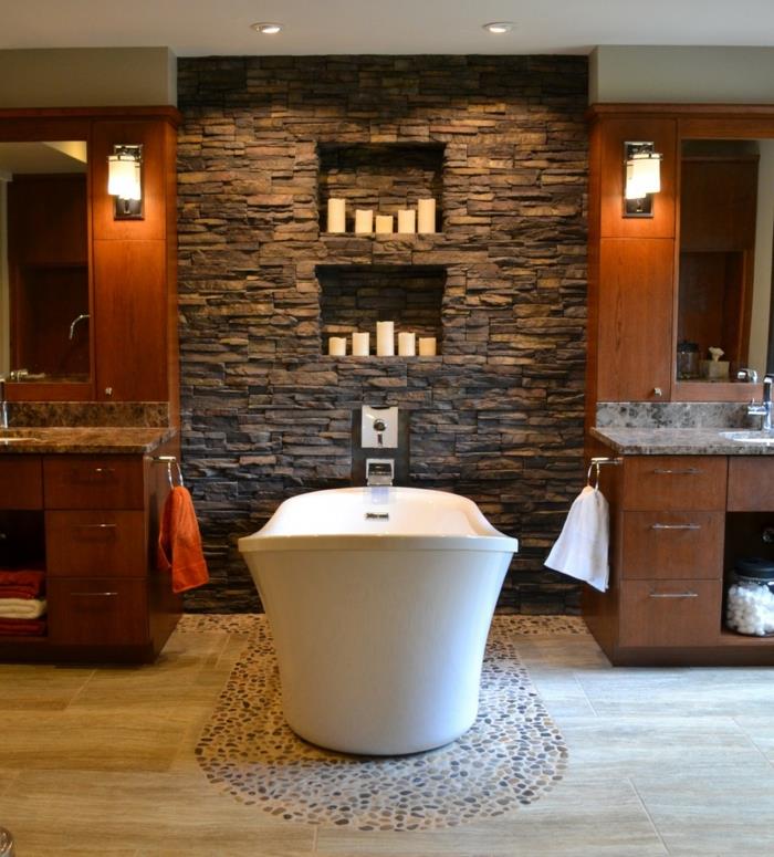 τοίχο πάνελ πέτρα εμφάνιση μπάνιο σχεδιασμός τοίχου μωσαϊκά πλακάκια μπανιέρα