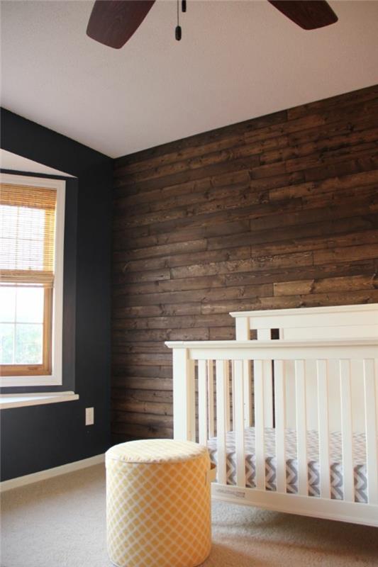 πάνελ τοίχου ξύλινο παιδικό δωμάτιο βρεφικό δωμάτιο χαλί σκούροι τοίχοι