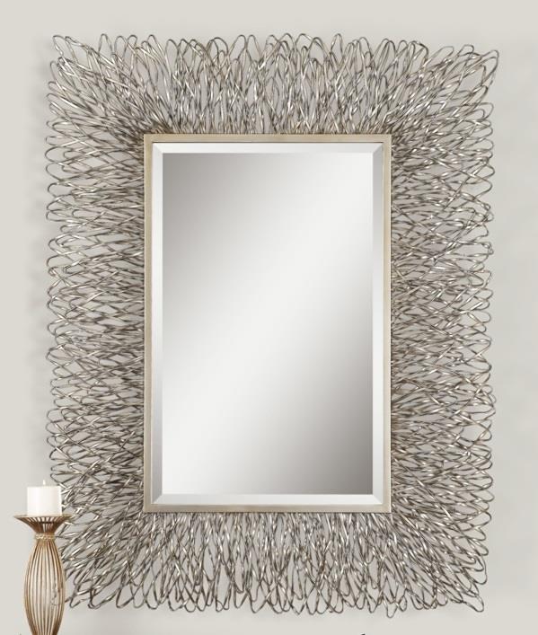 καθρέφτης τοίχου αντίκες ασημί μπαρόκ στυλ ατσάλινο πλαίσιο